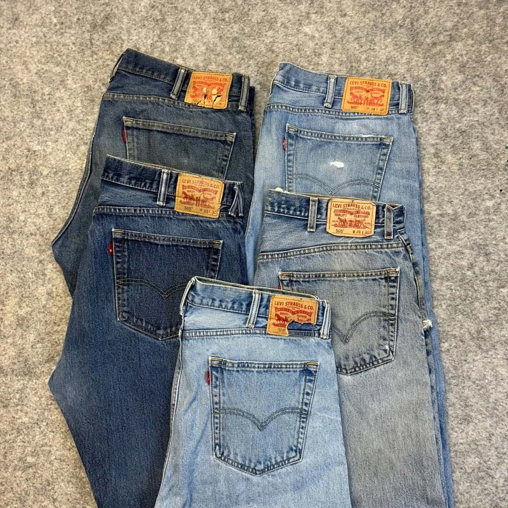 Lot of 5 Levi's 505 Straight Jeans Men's 38x30 Blue Denim Work Pants Bundle
